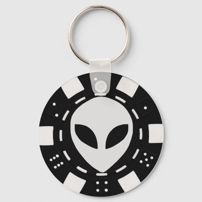 Llavero alien poker chip black (Anverso)