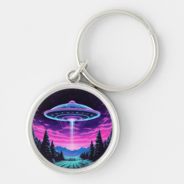 Llavero Alien Spaceship Retro Futurista (Frente)