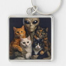 Alien with Cats Renaissance Art Oil Painting