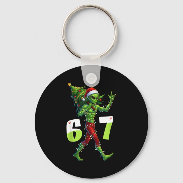 Llavero Alienígena divertido de Navidad Seis Siete Meme 67 (Anverso)