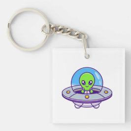 Llavero Alienígena lindo volando en OVNI
