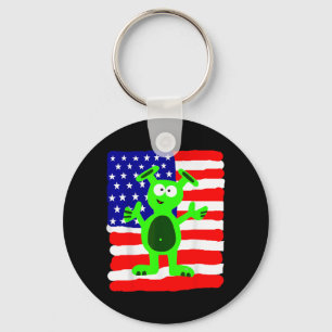 Llavero Alienígena para hombres mujeres niños Bandera Amer