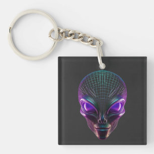 Llavero Alienígena Púrpura Con Ojos Luminosos