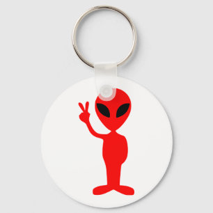 Llavero Alienígenas rojos dan señal de paz con mano