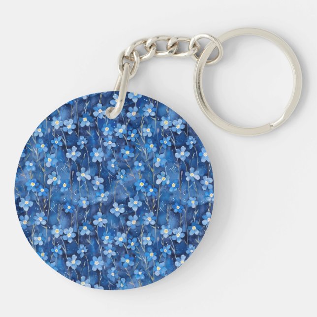 Llavero All Over Shades of Blue Floral Two-sided (Atrás)