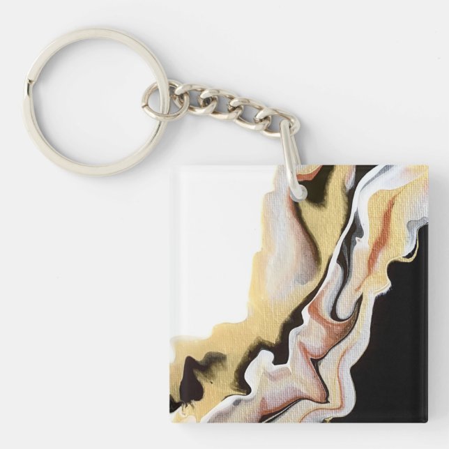 Llavero Alligare Abstract Gold Black White Fluid Art (Frente)