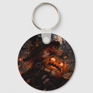 Llavero Almohada de bruja gótica y calabaza de Halloween