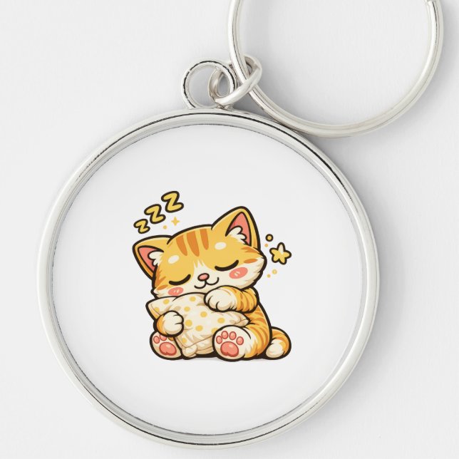 Llavero Almohada de gato dormilón lindo (Frente)
