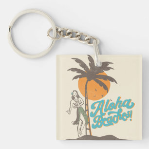Llavero Aloha Beach Hula Chica Hawaii Retro Hawái