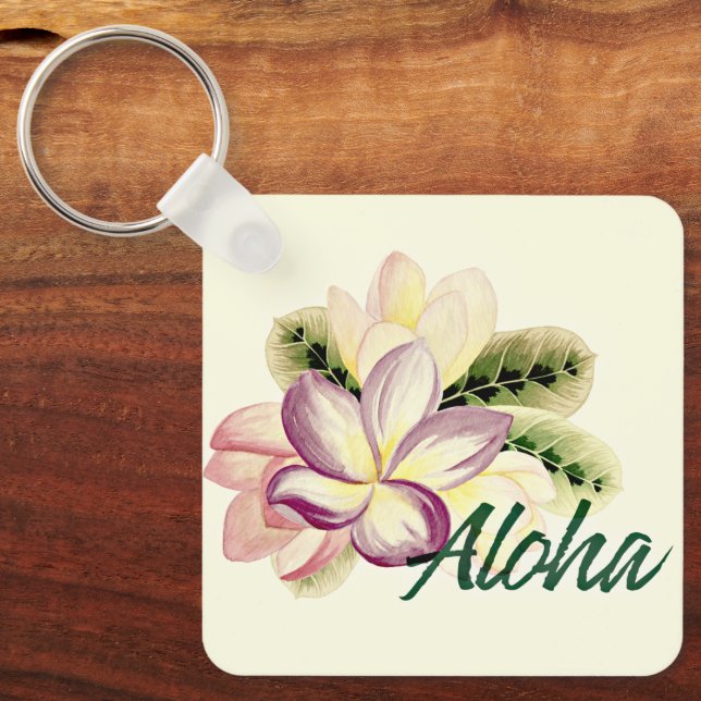 Llavero Aloha Bonito Plumeria Island Floral (Anverso)