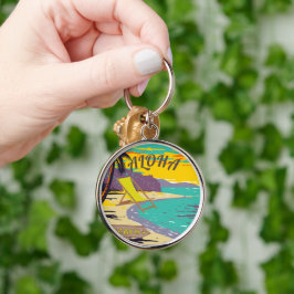 Llavero Aloha Hawaii playa vintage pintura grande de atard