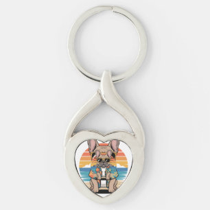 Llavero Aloha Pup Cool Bulldog Francés Ambiente de Playa