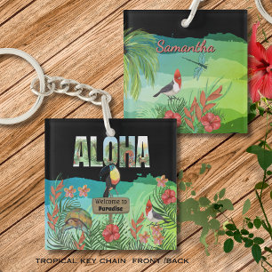 Llavero Aloha Tropical Paradise Keychain acrílico