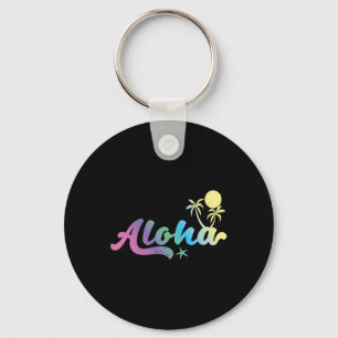 Llavero Aloha Vaporwave 80 Chicas de niños retro hawaianos