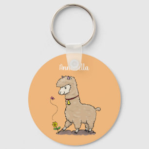 Llavero Alpaca feliz con personalizado de mariposa