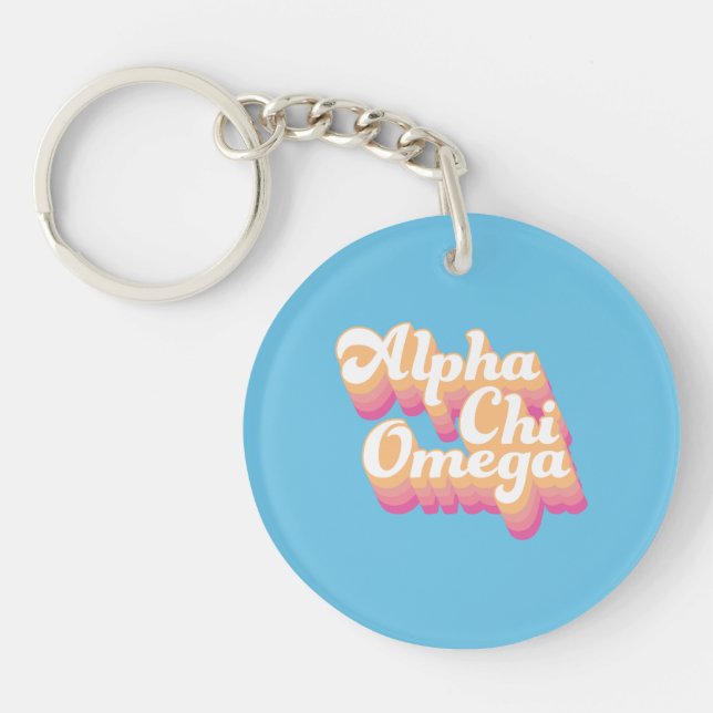 Llavero Alpha Chi Omega | Escritura Groovy (Frente)