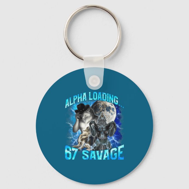 Llavero Alpha Wolf Loading 67 Percent Savage Funny Wolves  (Anverso)