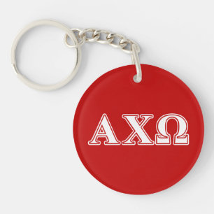 Llavero Alphi Chi Omega Letras Blancas y Rojas