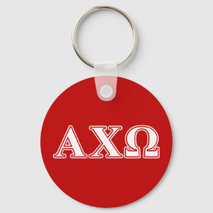 Llavero Alphi Chi Omega Letras Blancas y Rojas