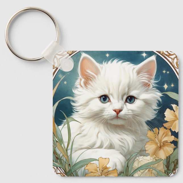 Llavero Alphonse Mucha Art Nouveau Kitten (Anverso)