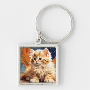 Llavero Alphonse Mucha Art Nouveau Naranja Cat
