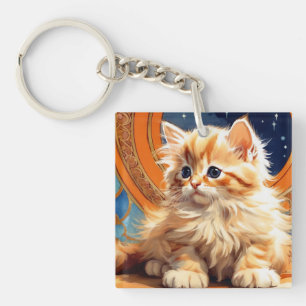 Llavero Alphonse Mucha Art Nouveau Naranja Cat