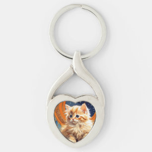 Llavero Alphonse Mucha Art Nouveau Naranja Cat
