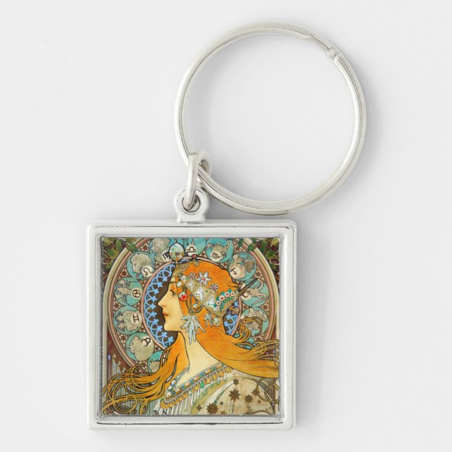 Llavero Alphonse Mucha Art Nouveau Zodiac (Frente)