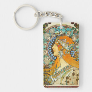 Llavero Alphonse Mucha Art Nouveau Zodiac