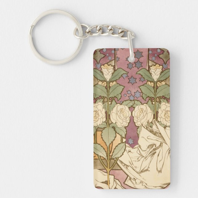 Llavero Alphonse Mucha Elegant Art Nouveau Stars Camellia  (Frente)