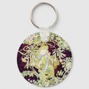 Llavero Alphonse Mucha Mujer con margarita Arte Nouveau Ar
