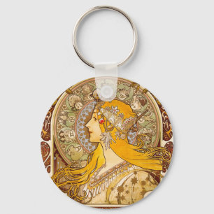 Llavero Alphonse Mucha Zodiaco Art Nouveau Decoración Vint