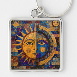 Llavero Alquimia Mística Celestial Sol Luna