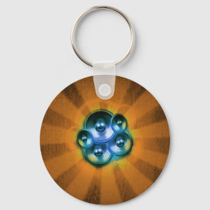 Llavero Altavoces de música y ráfaga de sol naranja