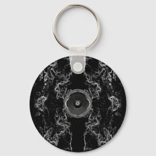 Llavero Altavoz de música en blanco y negro