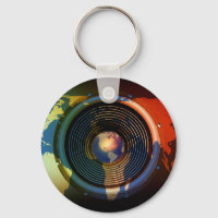 Altavoz musical en un mapa mundial
