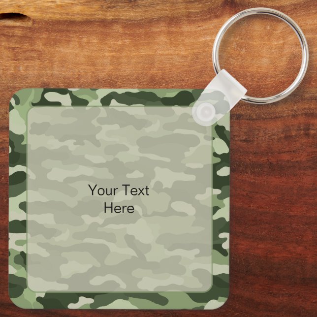 Llavero Aluminio Personalizado de camuflaje verde (Reverso )