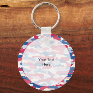 Llavero Aluminio rayado de camuflaje rojo blanco y azul