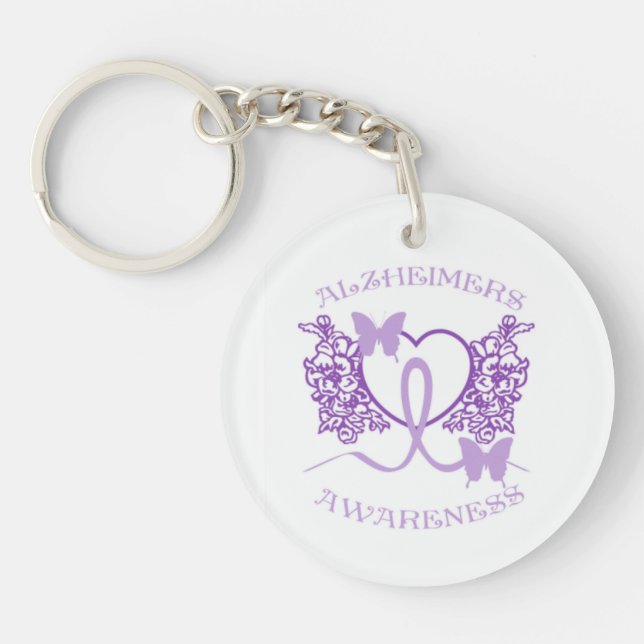 Llavero Alzheimers Conciencia Cadena de claves de mariposa (Frente)