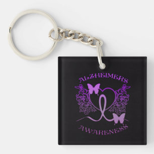 Llavero Alzheimers Conciencia Cadena de claves de mariposa
