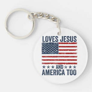 Llavero Ama a Jesús y a Estados Unidos a Dios Cristiano 4