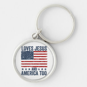 Llavero Ama a Jesús y a Estados Unidos a Dios Cristiano 4