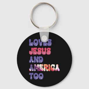 Llavero Ama A Jesús Y A Estados Unidos Demasiado Groovy Da