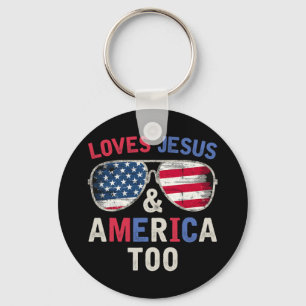 Llavero Ama a Jesús y a Estados Unidos demasiado retro Dio