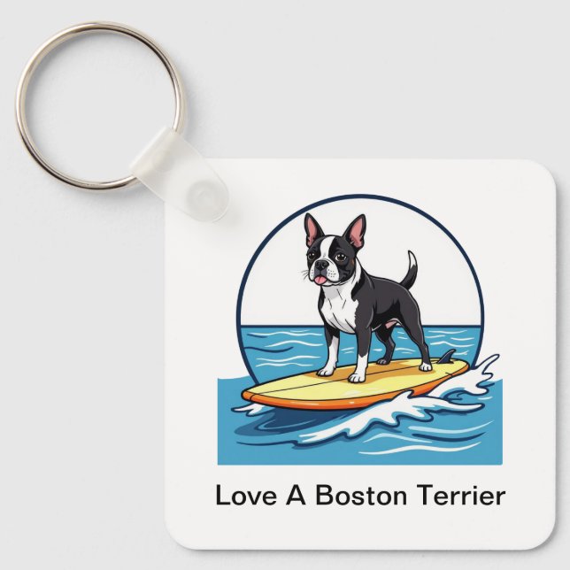 Llavero Ama a un perro Boston Terrier (Anverso)