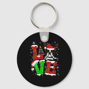 Llavero Ama al Boston Terrier Santa Hat Navidades Mascota 