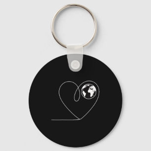 Llavero Ama el planeta tierra corazón globo minimalista