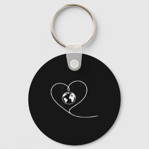 Llavero Ama el planeta tierra corazón globo minimalista