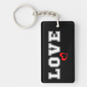 Llavero Ama la tipografía en blanco y el corazón rojo senc