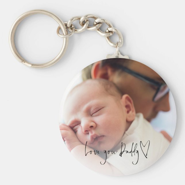 Llavero Ama, papá Script, padre, Personalizado foto (Frente)